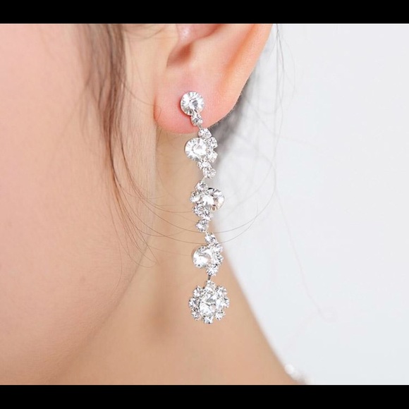 Flower bling necklace earring set prom homecoming - Picture 2 of 4